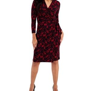 The Limited Red and Black Floral Dress
